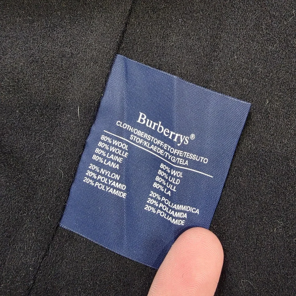 Vintage Burberrys Mens Large Black Wool Zip In Trench Coat Liner Long